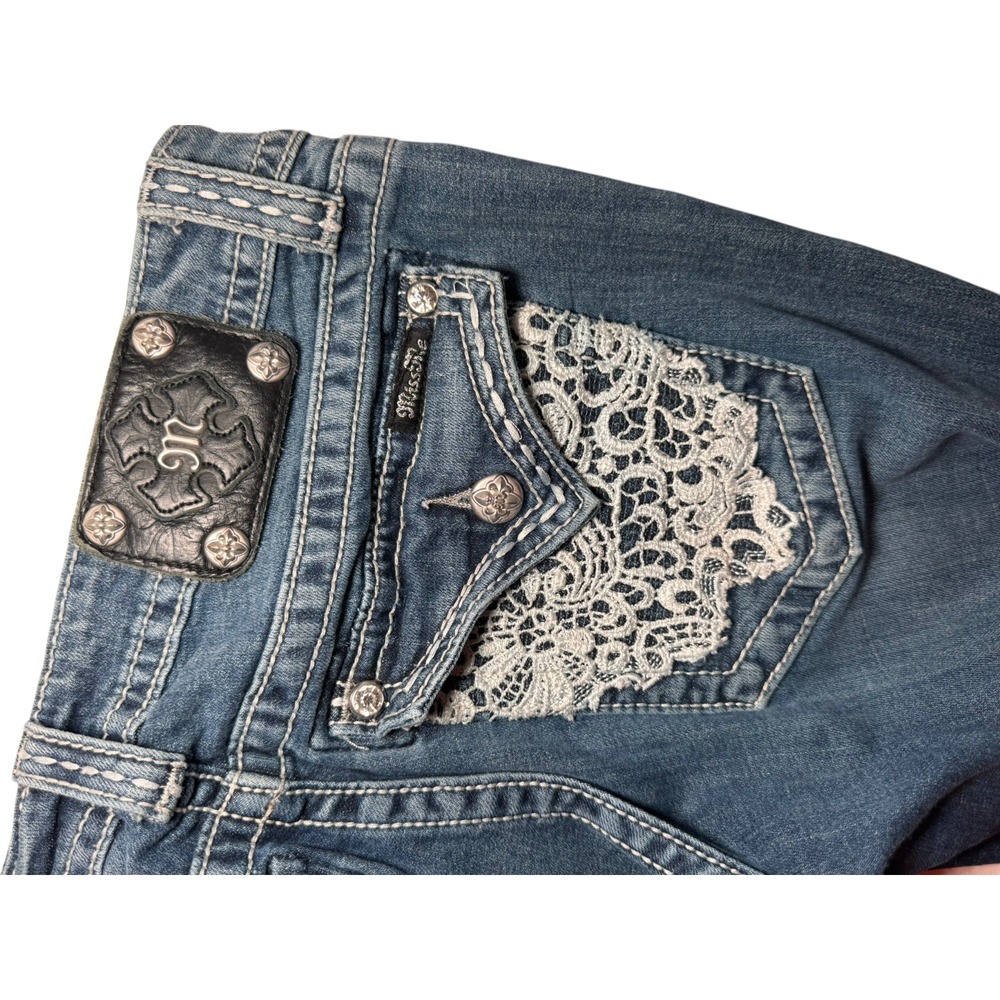 Miss Me Jeans Signature Boot Cut Jeans 31 X 34 Lace Pockets JW6171B - Picture 10 of 12